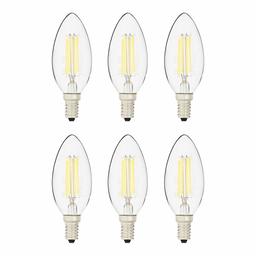 AmazonBasics – Bombilla LED de 40 W equivalente, todo cristal, regulable, B11 | Luz diurna, paquete de 6 (renovado)