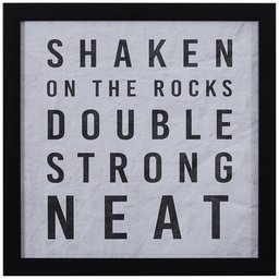 Amazon Brand – Rivet White and Black Shaken on the RocksDouble Strong Neat Pint Print in Black Frame, 14