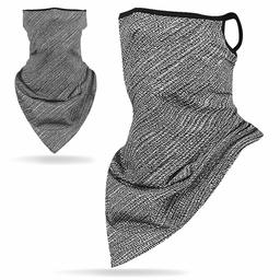 CGTL Ear Loops Neck Gaiter Motocycle Biking Face Scarf Stylish Earloops Face Bandana for Dust Wind UV Protection 1 Pc Gray