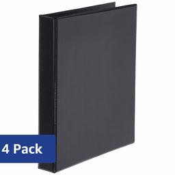 AmazonBasics Heavy-Duty D-Ring Binder - 1.5 Inch, Black, 4-Pack (Renewed)