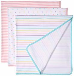 Amazon Essentials Baby 3-Pack Swaddle Blanket, Girl Heart, One Size