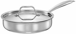 Amazon Brand - Solimo Tri-ply Stainless Steel Induction Base Saute Pan with Steel lid (22cm, 1.8L)