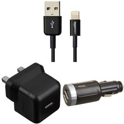 AmazonBasics Lightning Cable, Wall Charger and Car Charger