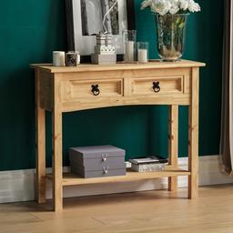 Amazon Brand - Movian Corona Console Table, 2 Drawer With Shelf, Solid Pine Wood, 70 x 83 x 31 cm