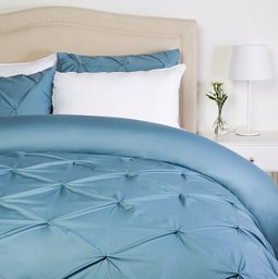 Pinzon Pinch Pleat Duvet Cover set-155x200cm/50x80cmx2, Flint Blue