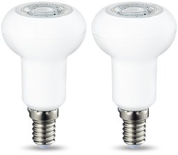 AmazonBasics Spot LED E14 R50, avec culot à vis et lentille réfléchissante, 3.5 W (équivalent ampoule incandescente de 40W), blanc chaud, dimmable - Lot de 2