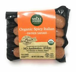 WHOLE FOODS MARKET Organic Spicy Italian Chicken Sausage, 12 OZ