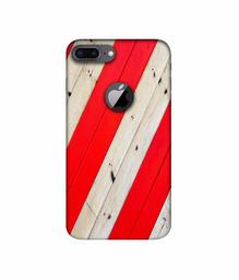 Amazon Brand - Solimo Designer Red and Cream Color Wood 3D Printed Hard Back Case Mobile Cover for Apple iPhone 8 Plus (with Logo Cut)