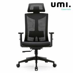 UMI. by Amazon - Ergonomic office chair, Swivelling Mesh Computer Chair with Adjustable Lumbar Support and PU Armrests, Breathable Mesh Back and Padded Seat, 150 kg Max Load