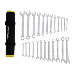 AmazonBasics Combination Wrench Set - Metric and SAE, 24-Piece (Renewed)