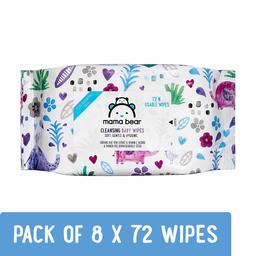 Amazon Brand - Mama Bear Cleansing Baby Wet Wipes - 72 Wipes/Pack (Pack of 8, Super Saver)