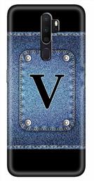 Amazon Brand - Solimo Designer Button Jeans Alphabet-V 3D Printed Hard Back Case Mobile Cover for Oppo A5 (2020)