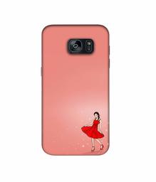 Amazon Brand - Solimo Designer Red Dress Lady 3D Printed Hard Back Case Mobile Cover for Samsung Galaxy S7 Edge