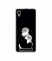 Amazon Brand - Solimo Designer Couples Standing in Rain UV Printed Soft Back Case Mobile Cover for Mobiistar C1 Lite