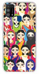 Amazon Brand - Solimo Designer Multicolor Womwn Pattern Design Printed Soft Back Case Mobile Cover for Samsung Galaxy M31