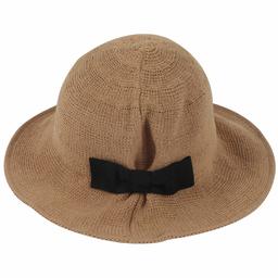 EMWM Travel Sun Straw Hat for Women, Packable Beach Sun Hat Cute Bowtie Floppy Foldable Fedora UPF50 Sun Hat Drawstring Hat Wide Brim UV Hat for Teen Girls Vacation Daily Wear Brown