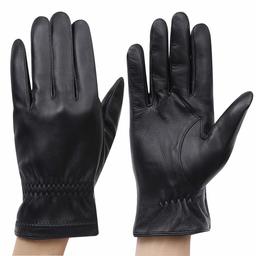 Molemsx Best Touchscreen Nappa Genuine Leather Gloves for Men's Texting Driving Winter Warm Golves, Gift Choice Black Large