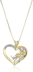 10k Yellow Gold Diamond Accent Heart Pendant Necklace, 18