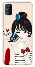 Amazon Brand - Solimo Designer Multicolor Girl Smile Design Printed Soft Back Case Mobile Cover for Samsung Galaxy M21 / M30s