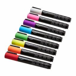 AmazonBasics Bullet/Chisel Reversible Tip Chalk Markers, Bright Colors, Bold Point