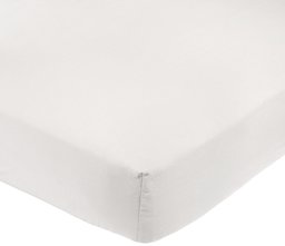 AmazonBasics 400TC Cotton Sateen Wrinkle Free Fitted Sheet White 140 x 200 x 30 cm