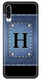 Amazon Brand - Solimo Designer Button Jeans Alphabet-H 3D Printed Hard Back Case Mobile Cover for Samsung Galaxy A30s