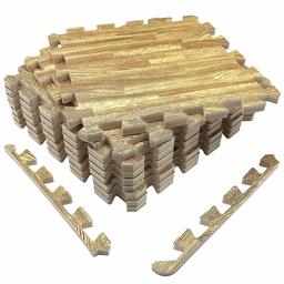 UMI. Essentials 1' x 1'(30cm x 30cm) Extra Dikke Schuim Houten Graan Interlocking Vloermatten (9 Stuks)