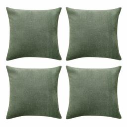 UMI. Essentials Set of 4 Chenille Cushion Covers. 40 x 40 cm, 45 x 45 cm, Green, 45x45