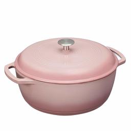 AmazonBasics Enameled Cast Iron Dutch Oven - 7.3-Quart, Light Pink