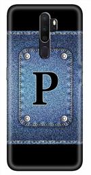 Amazon Brand - Solimo Designer Button Jeans Alphabet-P 3D Printed Hard Back Case Mobile Cover for Oppo A5 (2020)