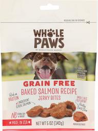 Whole Paws Grain Free Baked Salmon Recipe Dog Jerky Bites, 5 oz