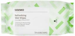 Amazon Brand - Solimo Refreshing Wet Wipes, Cucumber - 30 Wipes