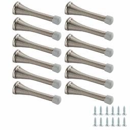 AmazonBasics Spring Door Stop, Brushed Nickel, 12-Pack