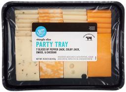 Amazon Brand - Happy Belly Cheese Party Tray (Monterey Jack, Colby Jack, Swiss, Cheddar), 16 ounces