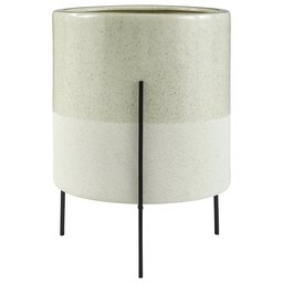 Amazon Brand – Rivet Mid-Century Ceramic Planter with Iron Stand 18.9