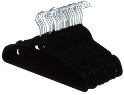 AmazonBasics Suit Hangers, Velvet - Black, Set of 30