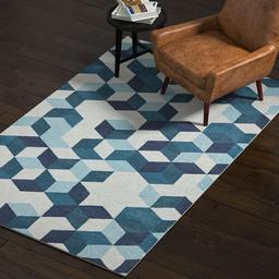 Amazon Brand – Rivet Modern Abstract Geometric Area Rug, 5 x 8 Foot, Blue