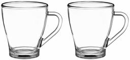 Amazon Brand - Solimo Hollywood Glass Coffee Mug Set, 255ml, Set of 2, Transparent