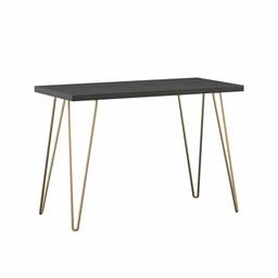 AmazonBasics Retro Hairpin Compact Computer Desk - Black with Gold Legs