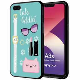 Amazon Brand - Solimo Designer Cat's Addict Printed Hard Back Case Mobile Cover for Oppo A3s (D1234)