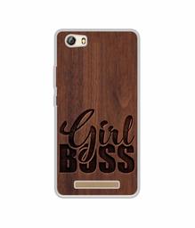 Amazon Brand - Solimo Designer Girl Boss On Wood UV Printed Soft Back Case Mobile Cover for Gionee Marathon M5 lite