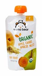 Amazon Brand - Mama Bear Organic Baby Food Pouch, Stage 2, Apple Carrot Apricot Millet, 4 Ounce Pouch