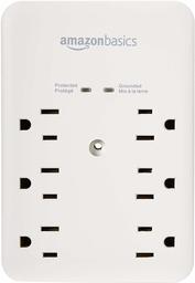 AmazonBasics 6 Outlet, Wall Mount Surge Protector, Power Strip, 2 USB ports 3.4A, 1080 Joules