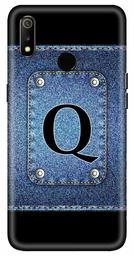 Amazon Brand - Solimo Designer Button Jeans Alphabet-Q 3D Printed Hard Back Case Mobile Cover for Realme 3 / Realme 3i