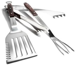 Strathwood Forged Stainless Steel and Stamina Wood 3-Piece BBQ Tool Set