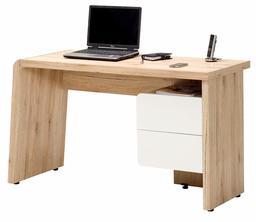 Marca Amazon - Movian Maggiore - Escritorio con 2 cajones, 130 x 50 x 75 cm, blanco y efecto de roble San Remo