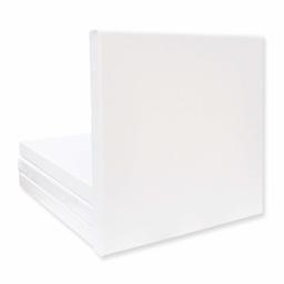 Eono by Amazon - Toile tendue 20cm x 20cm Lot de 4 Blancs 100% Coton