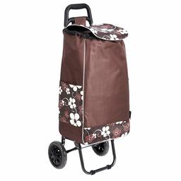 AmazonBasics 2-Wheel Shopping Trolley, 40 Litre, Brown Flowers