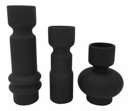 Amazon Brand – Rivet Modern Totem Stoneware Vases, Set of 3, Black