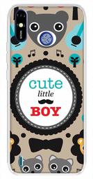 Amazon Brand - Solimo Designer Multicolor Cute Little Boy Grey Pattern Printed Soft Back Case Mobile Cover for Tecno Spark Go Plus